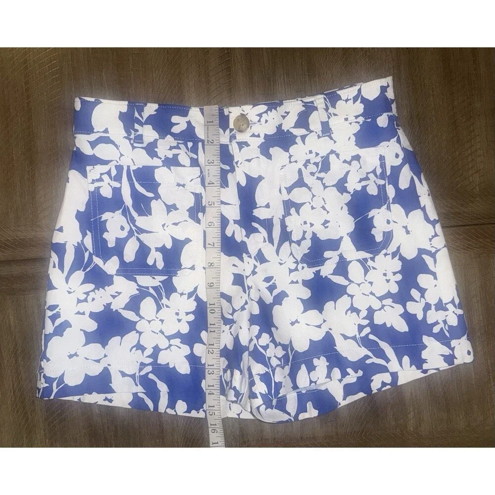 LOFT Ann Taylor The Palmer Short Royal Blue & White Floral Cotton Shorts Size 6